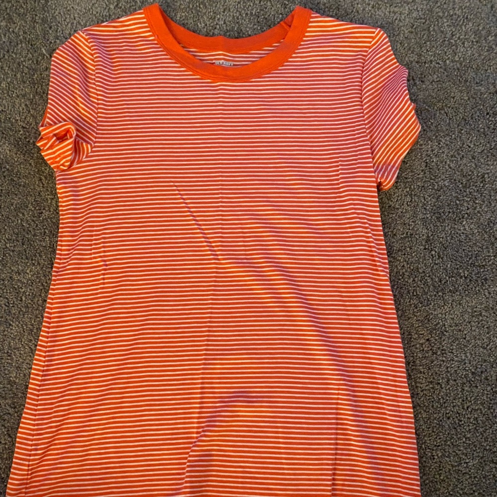 Coral and white strip shirt